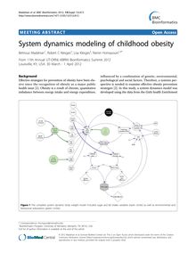 System dynamics modeling of childhood obesity