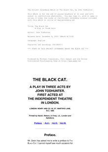 The Black Cat - A Play in Three Acts