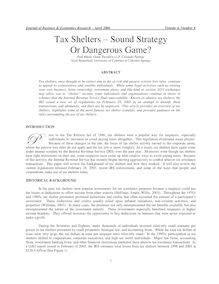 Tax Shelters  Sound Strategy Or Dangerous Game