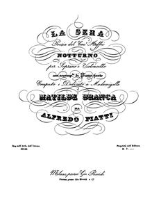 Partition de piano (B/W), La Sera Notturno, La Sera Poesia del Cav. Maffu, Notturno per Soprano e Violoncello con accomp. di Piano-forte.