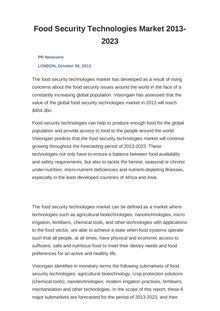 Food Security Technologies Market 2013-2023