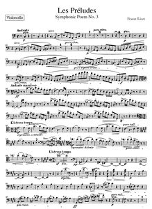 Partition violoncelles, Les Préludes, Symphonic Poem No.3, Liszt, Franz