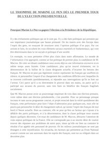 LE TRIOMPHE DE MARINE LE PEN DES LE PREMIER TOUR DE L'ELECTION PRESIDENTIELLE