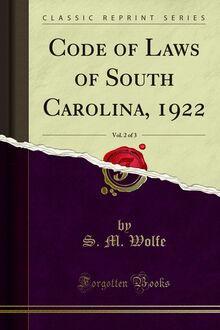 Code of Laws of South Carolina, 1922