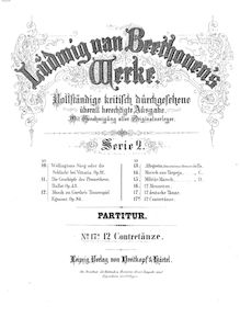 Partition complète, 12 Contredanses pour orchestre, Contredanse for Small Orchestra par Ludwig van Beethoven