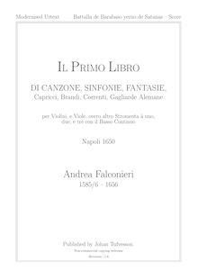 Partition complète, Il primo libro di Canzone, Sinfonie, Fantasie, Capricci, Brandi, Correnti, Gagliarde, Alemane, Volte