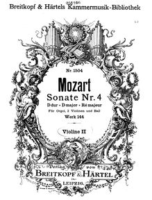 Partition violons II, église Sonata No.4, D major, Mozart, Wolfgang Amadeus