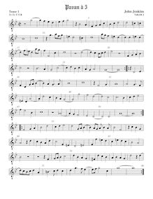 Partition ténor viole de gambe 1, octave aigu clef, pavanes pour 5 violes de gambe par John Jenkins