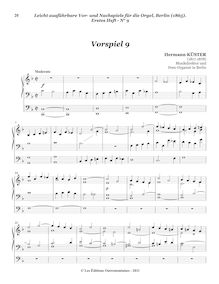 Partition Vorspiel 9, Leicht ausführbare Vor- und Nachspiele für die Orgel, bande 1