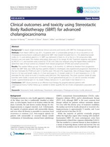 Clinical outcomes and toxicity using Stereotactic Body Radiotherapy (SBRT) for advanced cholangiocarcinoma