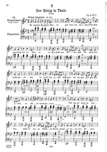 Partition complète, transposed pour low voix, Der König en Thule, D.367 (Op.5 No.5)