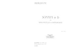 Partition complète et , partie, violoncelle Sonata, Hurlstone, William Yeates