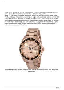 Invicta Men8217s 15185SYB Pro Diver Rose Gold Dial 18k IonPlated Stainless Steel Watch with Impact Case Watch Review