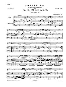 Partition de piano, violon Sonata, E♭ major, Mozart, Wolfgang Amadeus