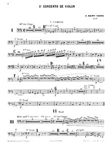 Partition Trombone 3, violon Concerto No.3, B minor, Saint-Saëns, Camille