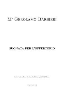Partition complète, Suonata per l offertorio, D major, Barbieri, Girolamo