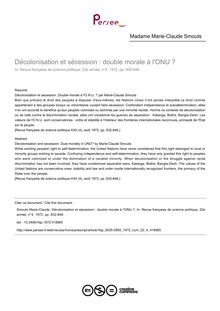 Décolonisation et sécession : double morale à l ONU ? - article ; n°4 ; vol.22, pg 832-846