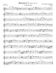 Partition ténor viole de gambe 2, octave aigu clef, Fantasia pour 5 violes de gambe par John Coperario
