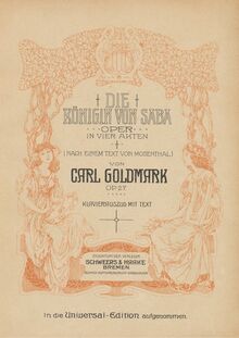 Partition complète, Die Königin von Saba, Oper in vier Akten, Goldmark, Carl par Carl Goldmark
