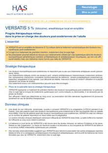 VERSATIS - Synthèse d avis VERSATIS - CT-8107