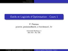 Outils et Logiciels d Optimisation - Cours 1