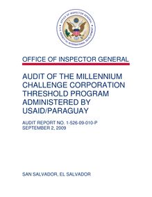 Audit of the Millennium Challenge Corporation Threshold Program  Administered by USAID Paraguay