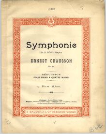 Partition couverture couleur, Symphony en B-flat major, Chausson, Ernest