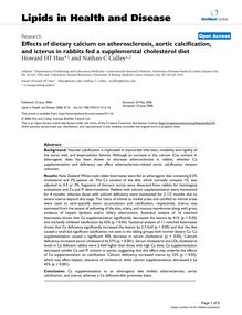 Effects of dietary calcium on atherosclerosis, aortic calcification, and icterus in rabbits fed a supplemental cholesterol diet
