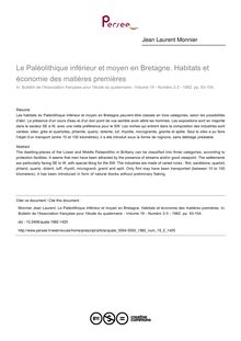 Le Paléolithique inférieur et moyen en Bretagne. Habitats et économie des matières premières - article ; n°2 ; vol.19, pg 93-104