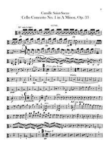 Partition altos, violoncelle Concerto No.1, A Minor, Saint-Saëns, Camille