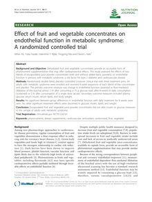 Effect of fruit and vegetable concentrates on endothelial function in metabolic syndrome: A randomized controlled trial