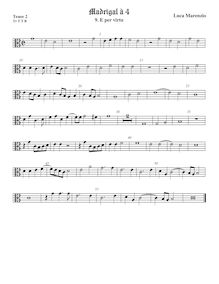 Partition ténor viole de gambe 2, alto clef, madrigaux pour 4 voix