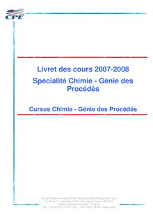 Livret des cours 2007-2008 Spécialité Chimie - Génie des Procédés