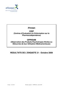 OPPIDUM - Résultats de l enquête 2009