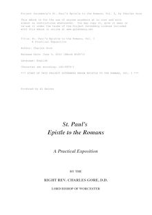 St. Paul s Epistle to the Romans, Vol. I - A Practical Exposition