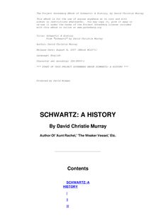 Schwartz: A History - From "Schwartz" by David Christie Murray