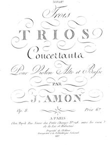 Partition violoncelle, 3 corde Trios, Op.8, E minor; A major; E♭ major