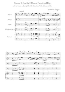 Partition Score et parties, 12 sonates pour Diverse Instruments par Godfrey Finger