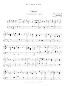 Partition complète, (Pièce) pour orgue ou harmonium, C minor, Franck, César