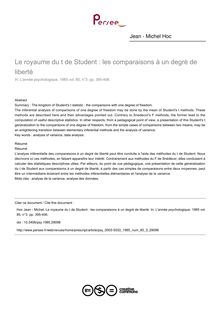 Le royaume du t de Student : les comparaisons à un degré de liberté - article ; n°3 ; vol.85, pg 395-406