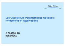 Les Oscillateurs Paramétriques Optiques: fondements et Applications