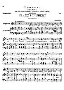 Partition complète, Romanze, D.114, Romance, Schubert, Franz