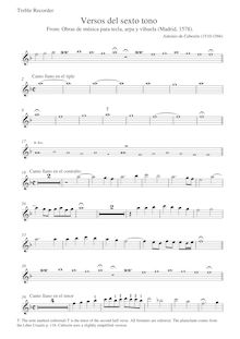 Partition aigu enregistrement , Versos del sexto tono, Keyboard instrument