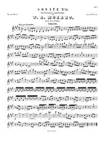 Partition de violon, violon Sonata, A major, Mozart, Wolfgang Amadeus