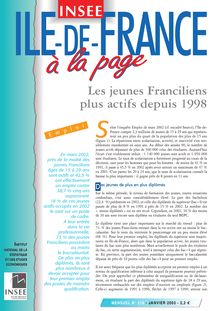 Les jeunes Franciliens plus actifs depuis 1998