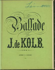 Partition complète, Ballade, A♭ major, Kolb, Julius von