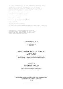 Why do we need a public library? - Material for a library campaign