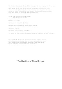 The Rubaiyat of Ohow Dryyam - With Apologies to Omar