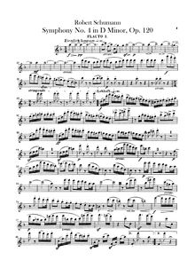 Partition flûte 1, 2, Symphony No.4, Op.120, D minor, Schumann, Robert