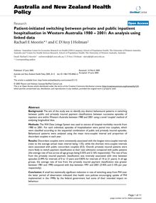 Patient-initiated switching between private and public inpatient hospitalisation in Western Australia 1980 – 2001: An analysis using linked data